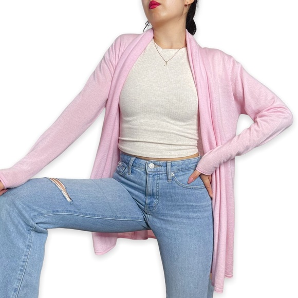 Pure Mongolia Cashmere BabyPink Waterfall Cardigan Size